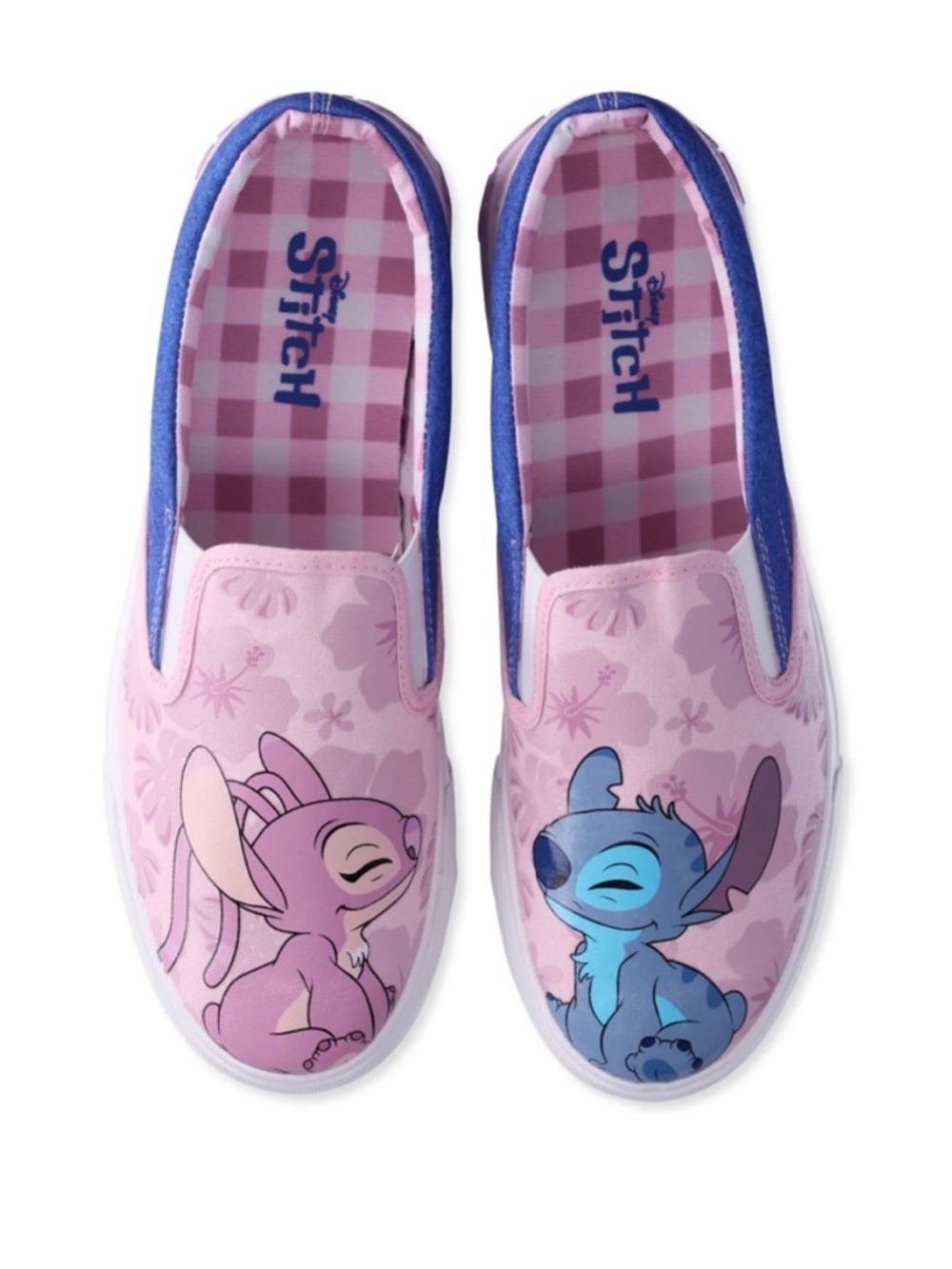 Disney Pink Slip-On Shoes with Lilo & Stitch Characters and Blue Trim Size 8